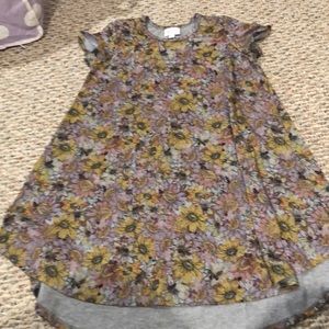 LulaRoe kids grey flower t shirt dress